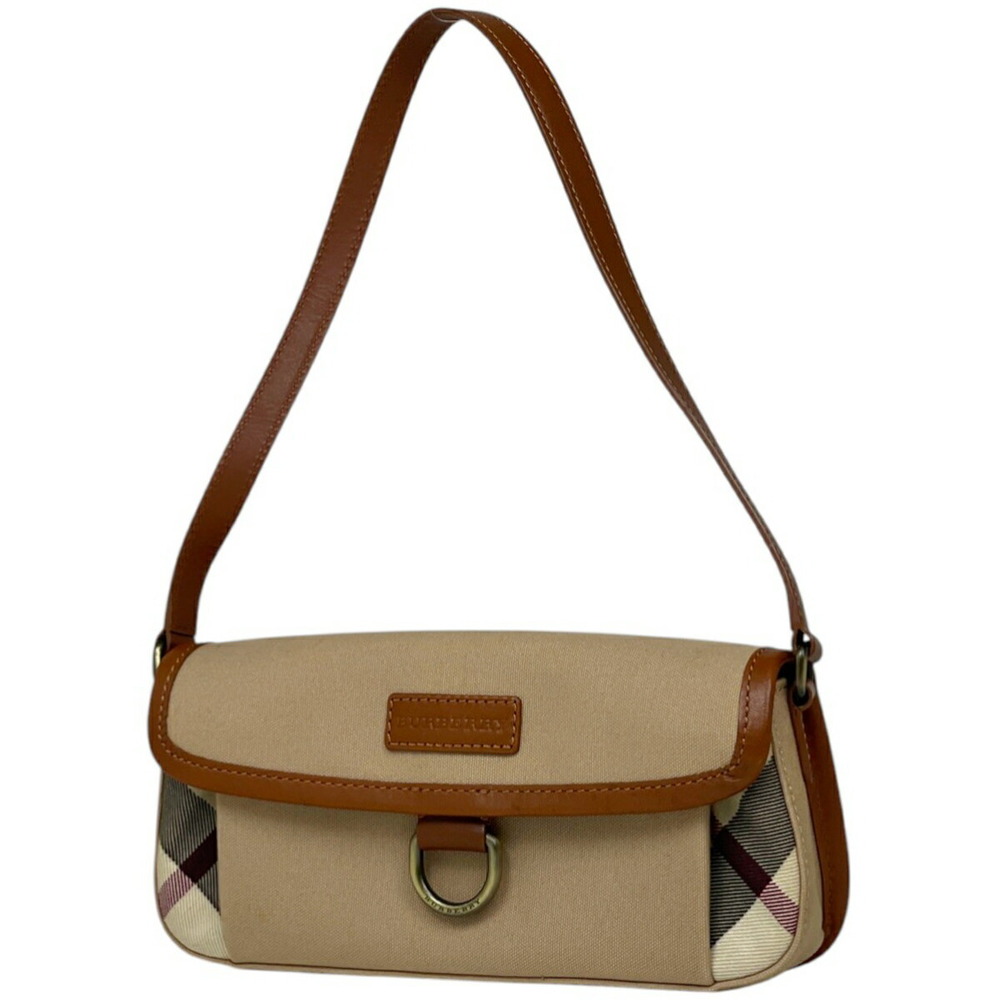 Burberry logo shoulder bag check handbag canvas brown